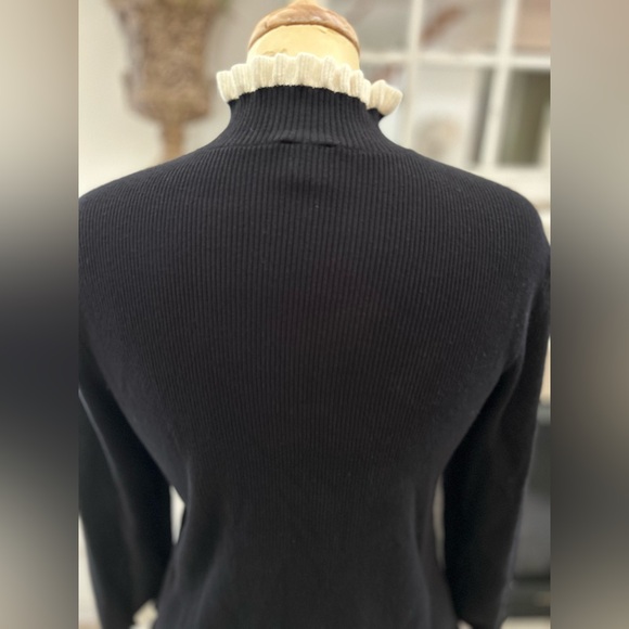 CAbi Black Sweater with Cream Ruffle Detail - Picture 10 of 12